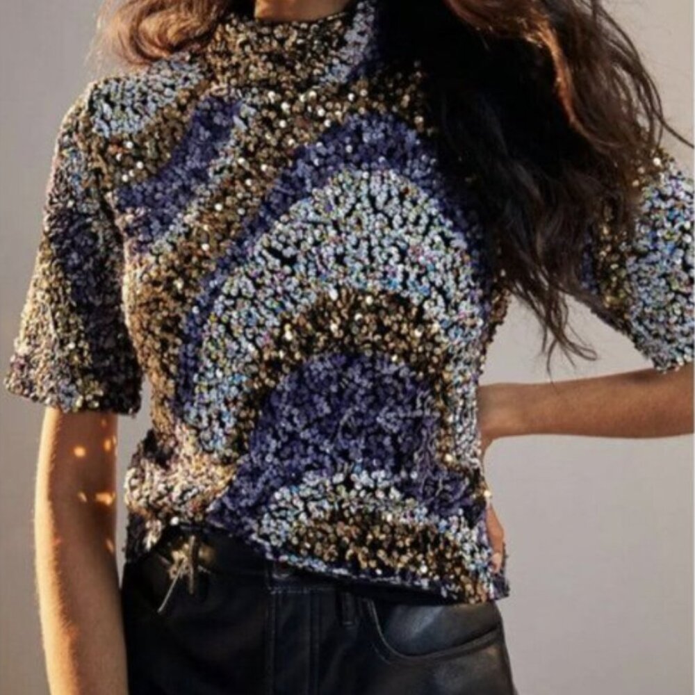 Maeve sequin swirl top